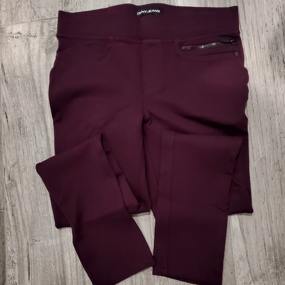 DKNY Ladies' Burgundy Mid-Rise Pull-On Ponte Pant - Size Small - Picture 2 of 5